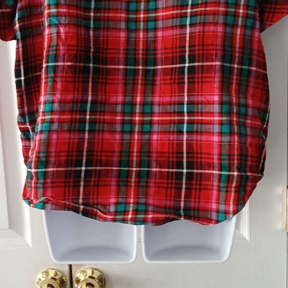 Victoria's Secret  plaid red christmas  holiday pj button down top Sz M NWOT - Picture 5 of 9